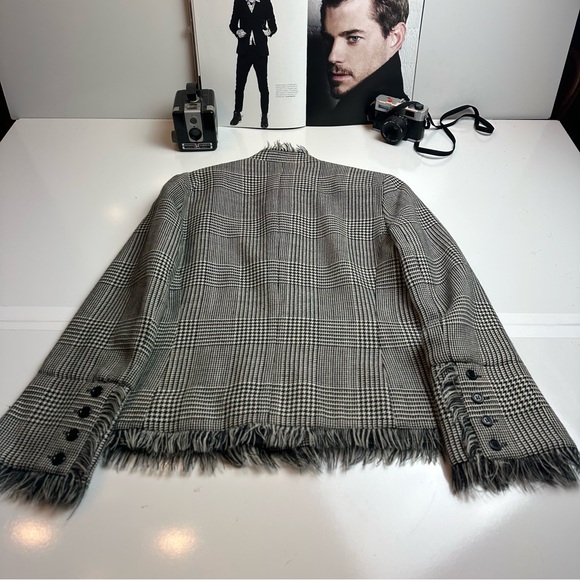 Harve Benard Black and White Fringed Plaid Blazer - Picture 5 of 8